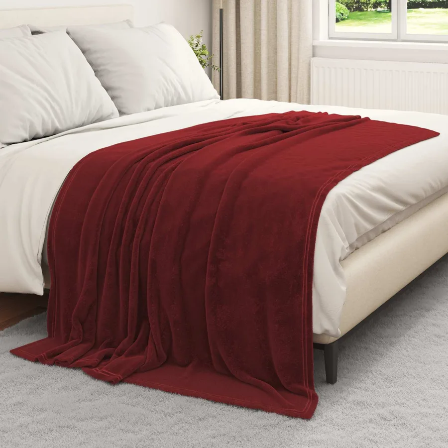 Couvertures à jeter 6 pcs Rouge Bordeaux 150 x 200 cm Toison - 3