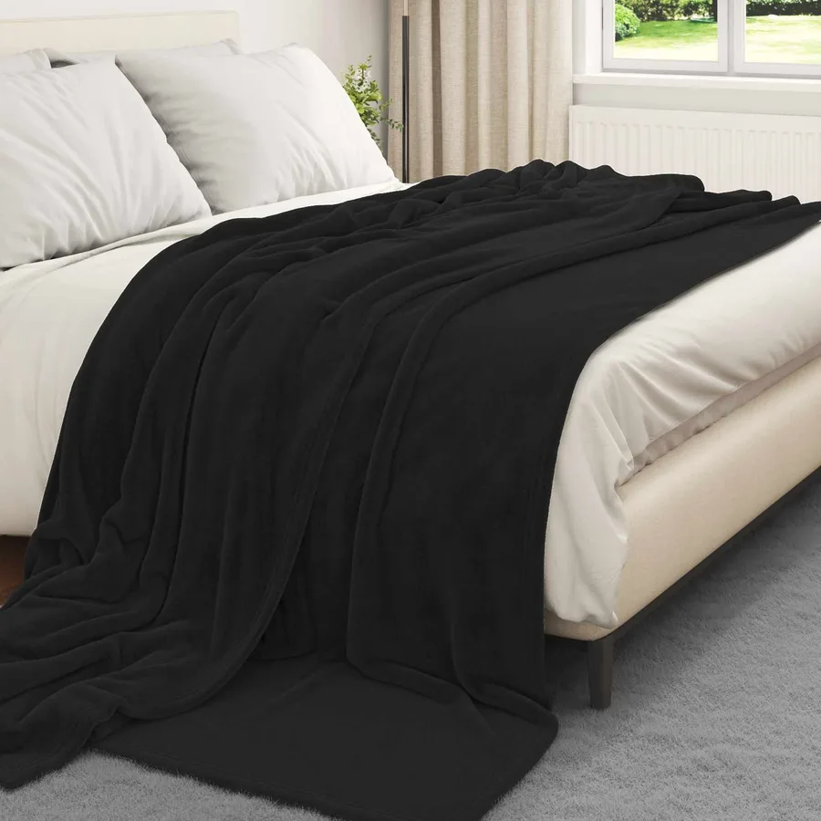Couvertures à jeter 6 pcs Noir 220 x 240 cm Toison - 3