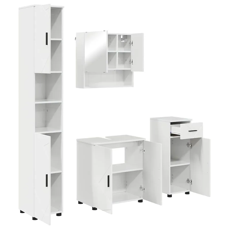Ensemble de mobilier de salle de bain 4 pcs Blanc brillant - 2