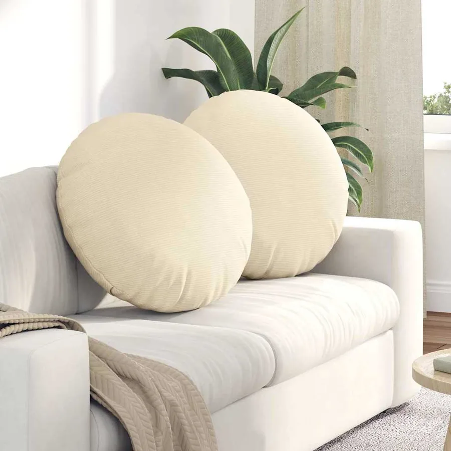 Coussins de siège 2 pcs Crème Ø 80 cm Tissu en velours côtelé