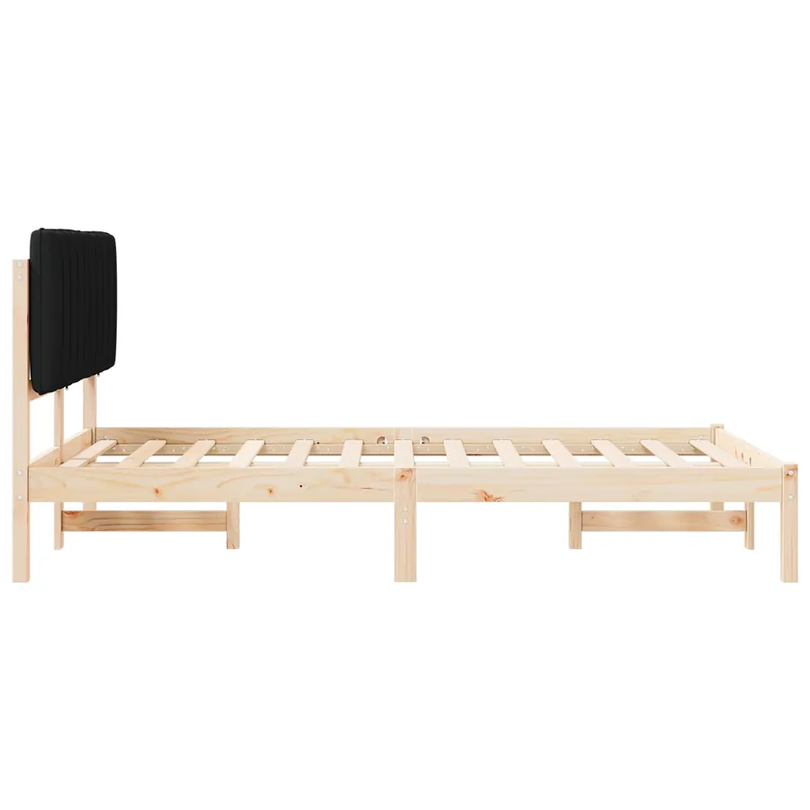 Cadre de lit avec tête de lit rembourrée Naturel et Noir - 6