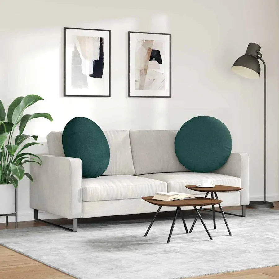 Coussins de siège 2 pcs Vert foncé Ø80 x 29 cm tissu - 4