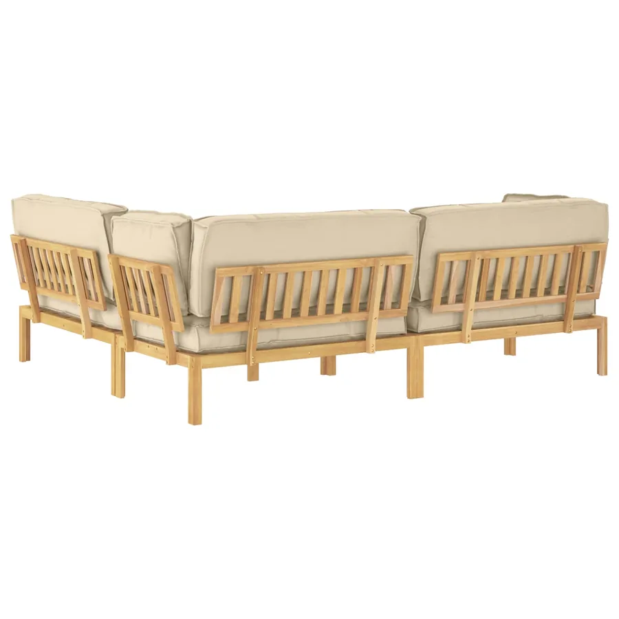 Ensemble de Canapés Uni 4 pcs Beige Bois d'Acacia Massif - 12