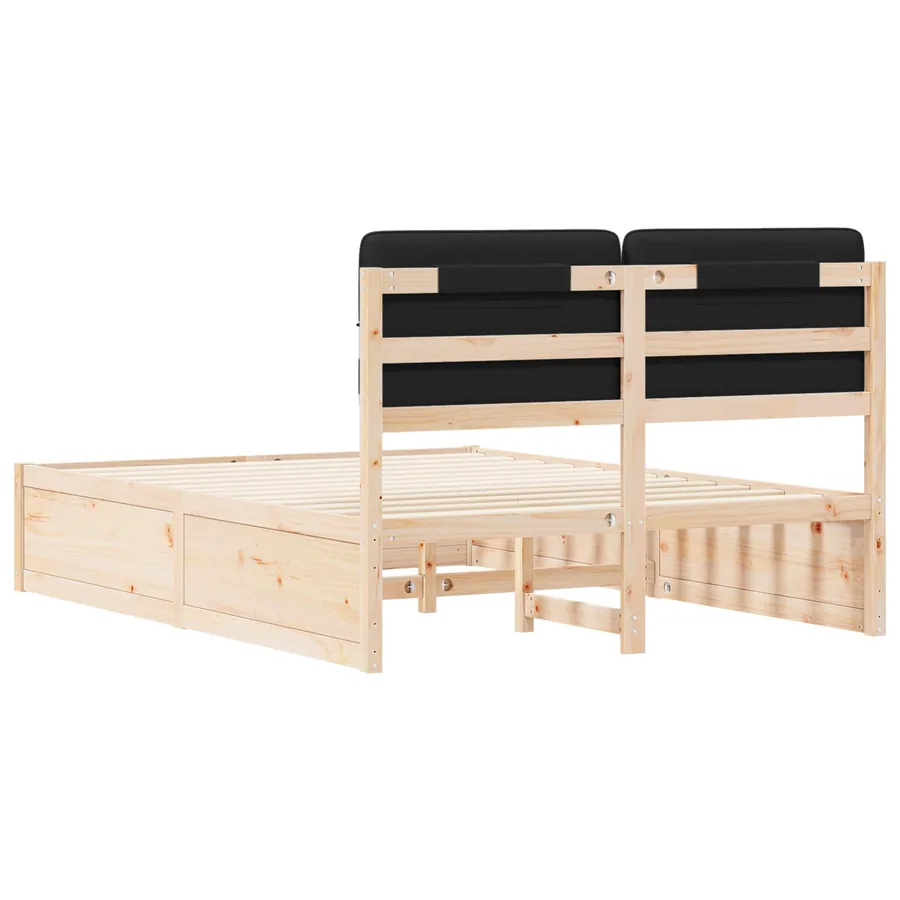 Cadre de lit avec tête de lit rembourrée Noir 135 x 190 cm - 7