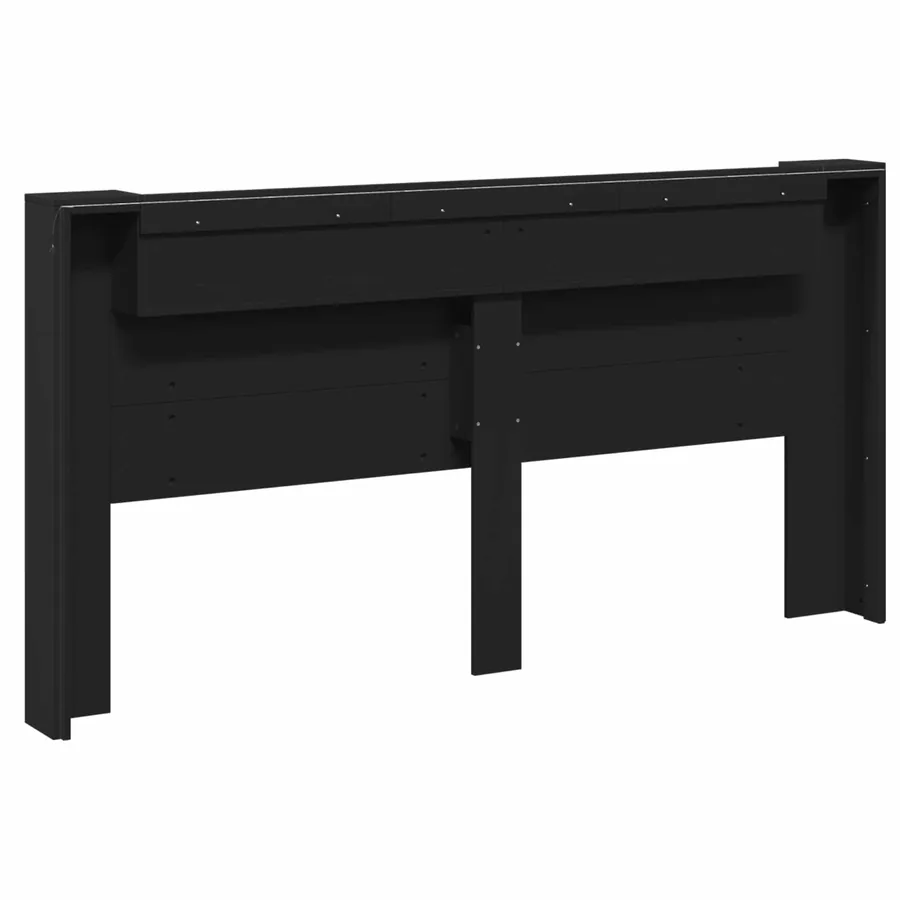 Tête de lit de rangement avec LED Noir Bois d'ingénierie - 7