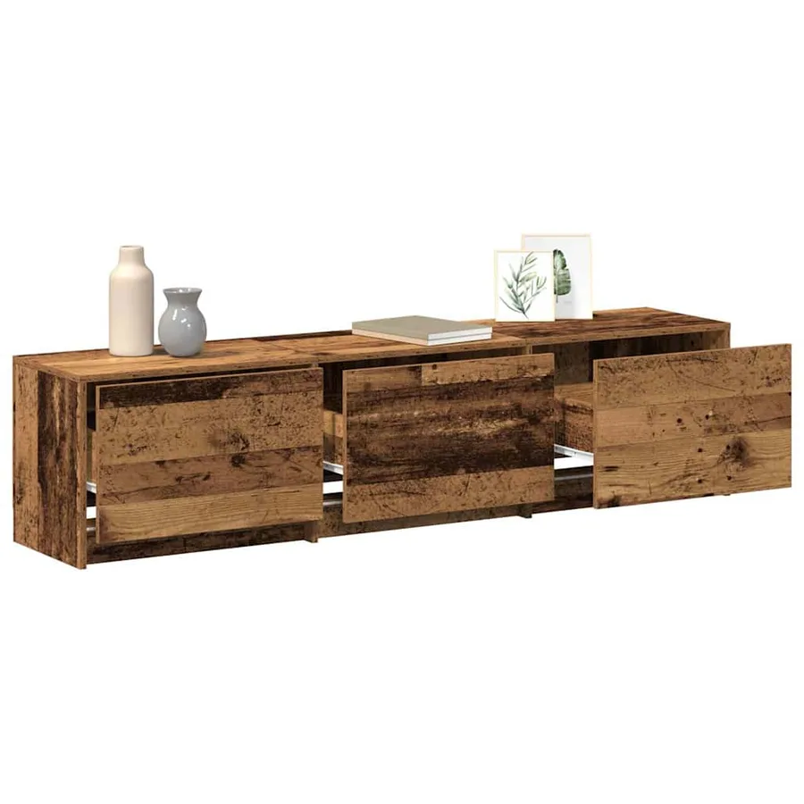 Meuble TV avec LED avec bandes LED Bois ancien 165 x 34 x 40 cm - 3