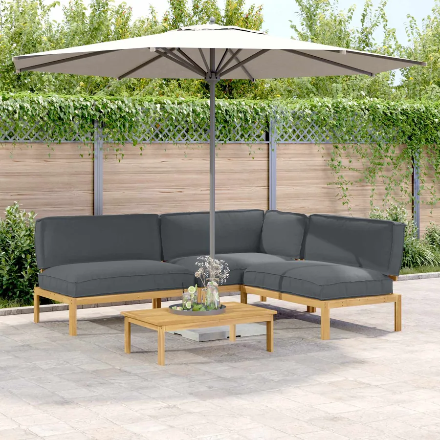 Ensemble de Canapés Uni 4 pcs Anthracite Bois d'Acacia Massif