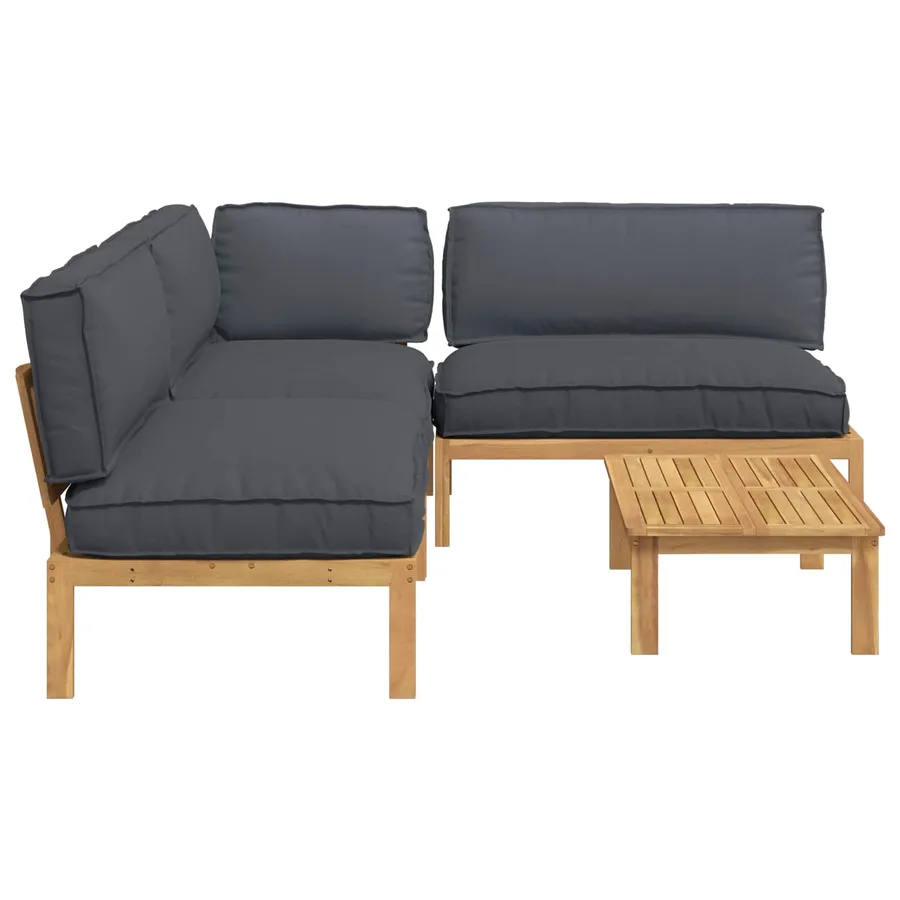 Ensemble de Canapés Uni 4 pcs Anthracite Bois d'Acacia Massif - 11
