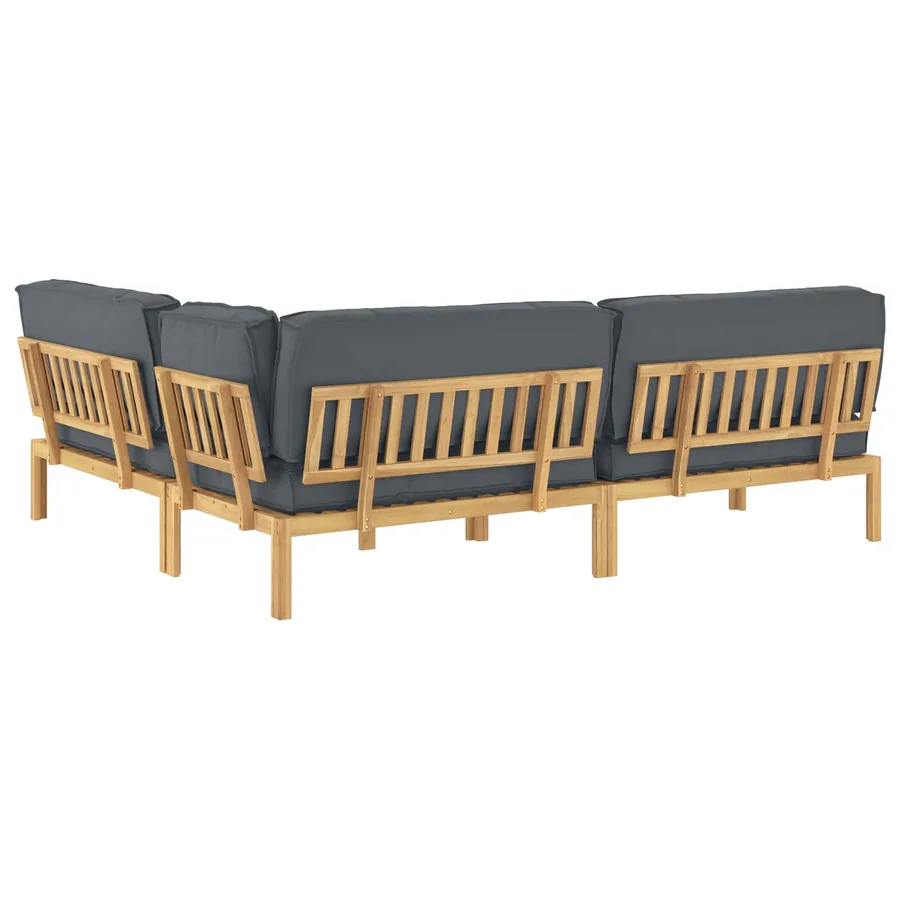 Ensemble de Canapés Uni 4 pcs Anthracite Bois d'Acacia Massif - 12