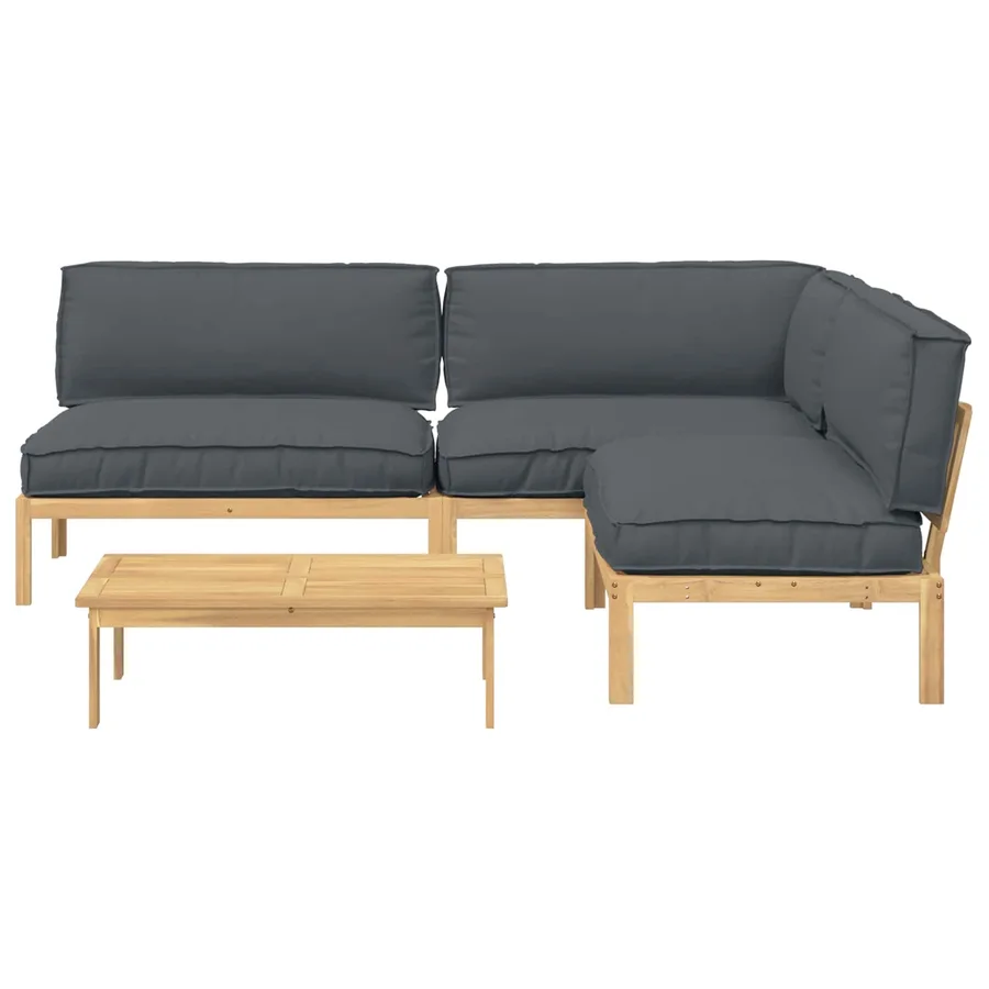 Ensemble de Canapés Uni 4 pcs Anthracite Bois d'Acacia Massif - 8