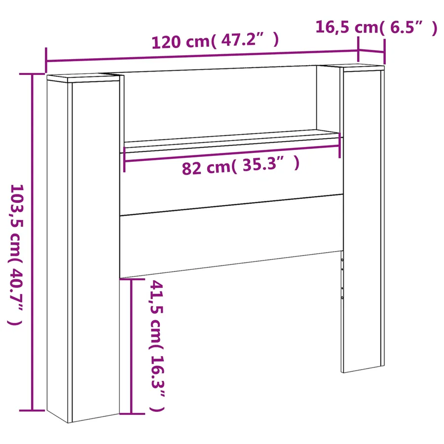 Tête de lit de rangement avec LED Chêne Sonoma - 13
