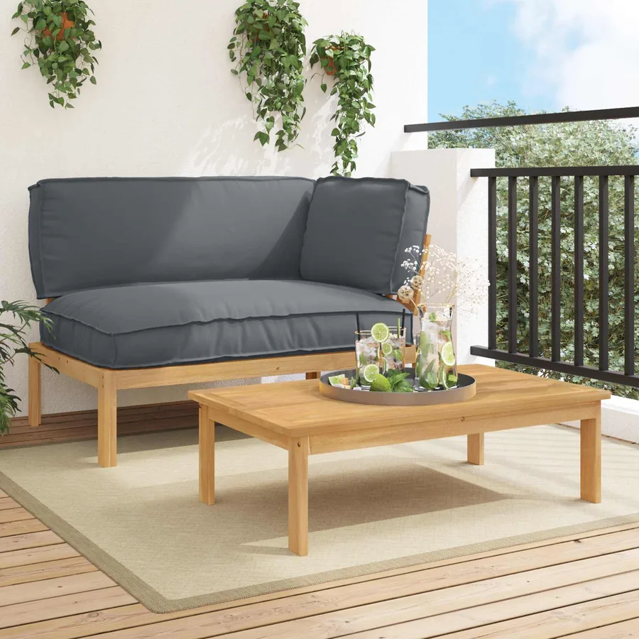Ensemble de Canapés Uni 2 pcs Anthracite Bois d'Acacia Massif