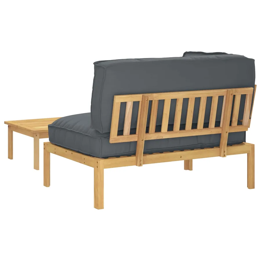 Ensemble de Canapés Uni 2 pcs Anthracite Bois d'Acacia Massif - 11