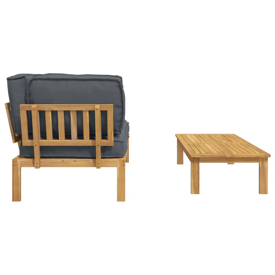 Ensemble de Canapés Uni 2 pcs Anthracite Bois d'Acacia Massif - 8
