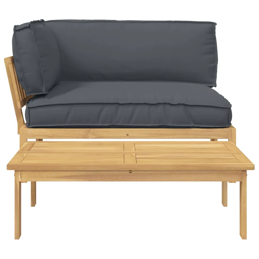 Ensemble de Canapés Uni 2 pcs Anthracite Bois d'Acacia Massif - 9