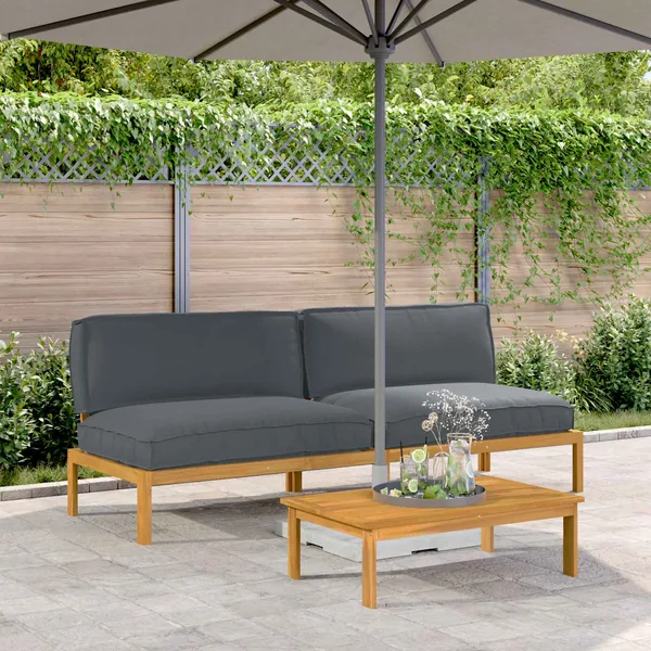 Ensemble de Canapés Uni 2 pcs Anthracite Bois d'Acacia Massif