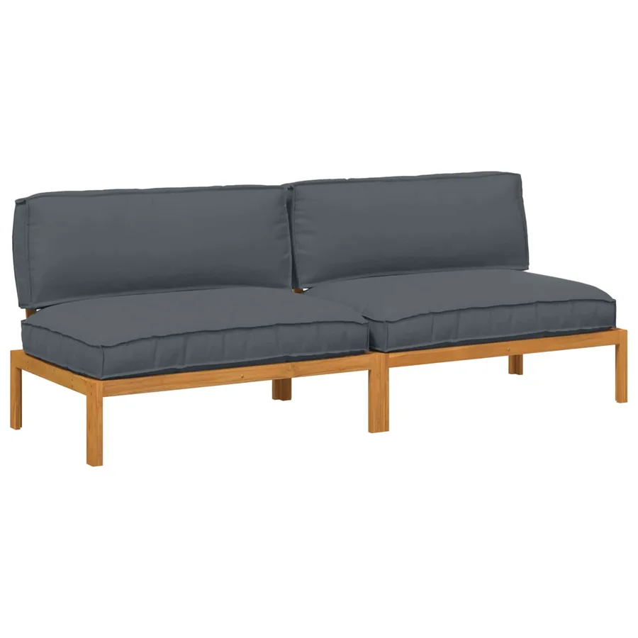 Ensemble de Canapés Uni 2 pcs Anthracite Bois d'Acacia Massif - 2