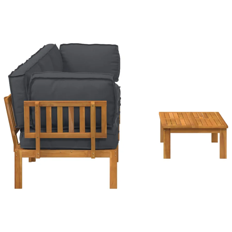Ensemble de Canapés Uni 4 pcs Anthracite Bois d'Acacia Massif - 11