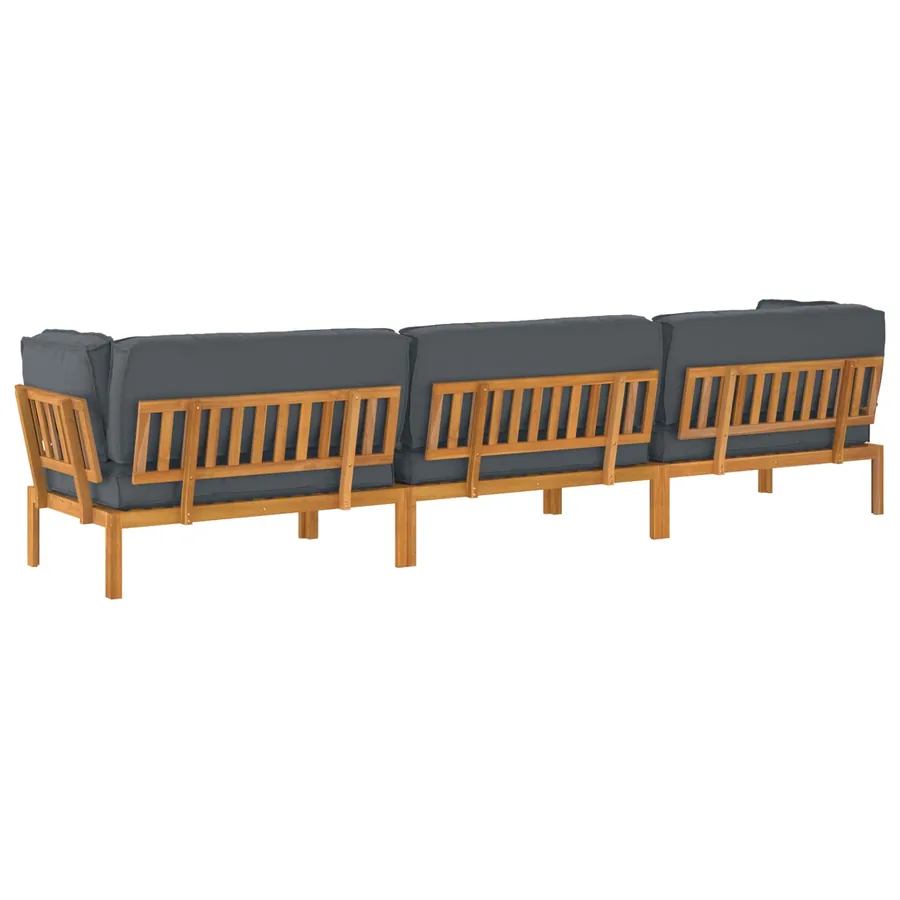 Ensemble de Canapés Uni 4 pcs Anthracite Bois d'Acacia Massif - 12