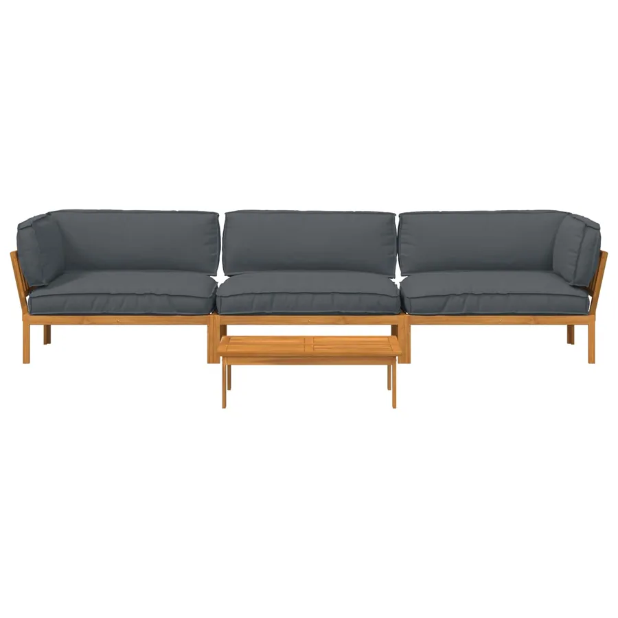 Ensemble de Canapés Uni 4 pcs Anthracite Bois d'Acacia Massif - 8