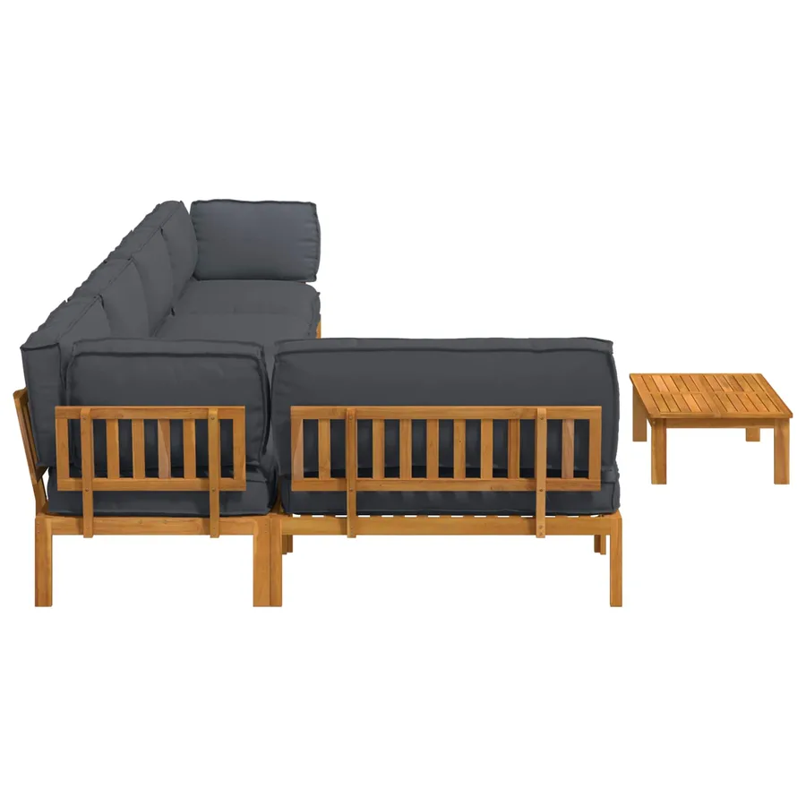 Ensemble de Canapés Uni 6 pcs Anthracite Bois d'Acacia Massif - 11
