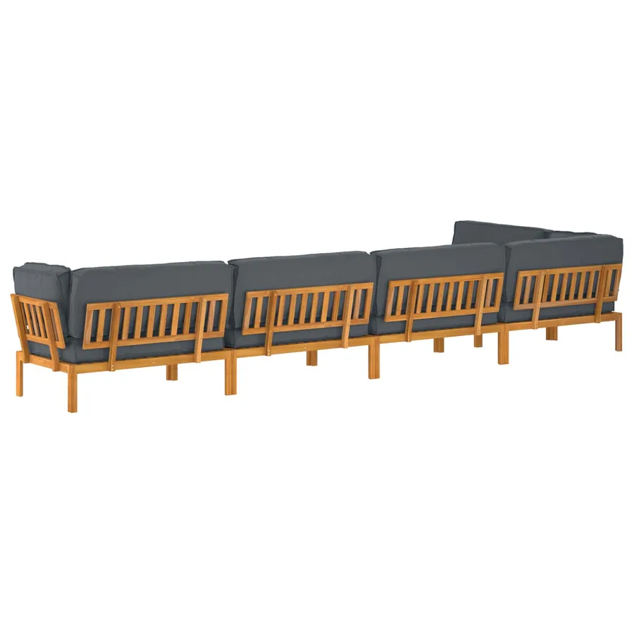 Ensemble de Canapés Uni 6 pcs Anthracite Bois d'Acacia Massif - 12