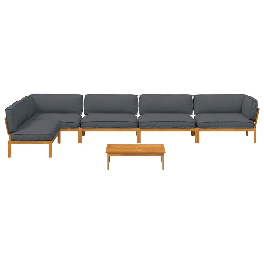 Ensemble de Canapés Uni 6 pcs Anthracite Bois d'Acacia Massif - 8