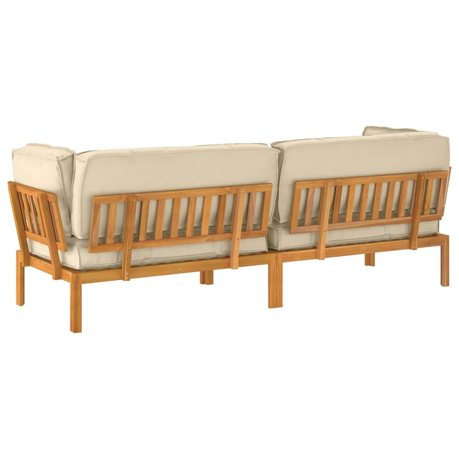 Ensemble de Canapés Uni 2 pcs Beige Bois d'Acacia Massif - 10