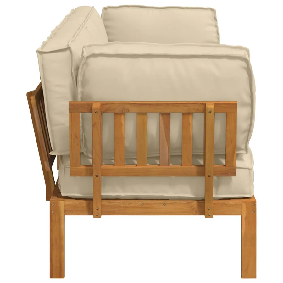 Ensemble de Canapés Uni 2 pcs Beige Bois d'Acacia Massif - 9
