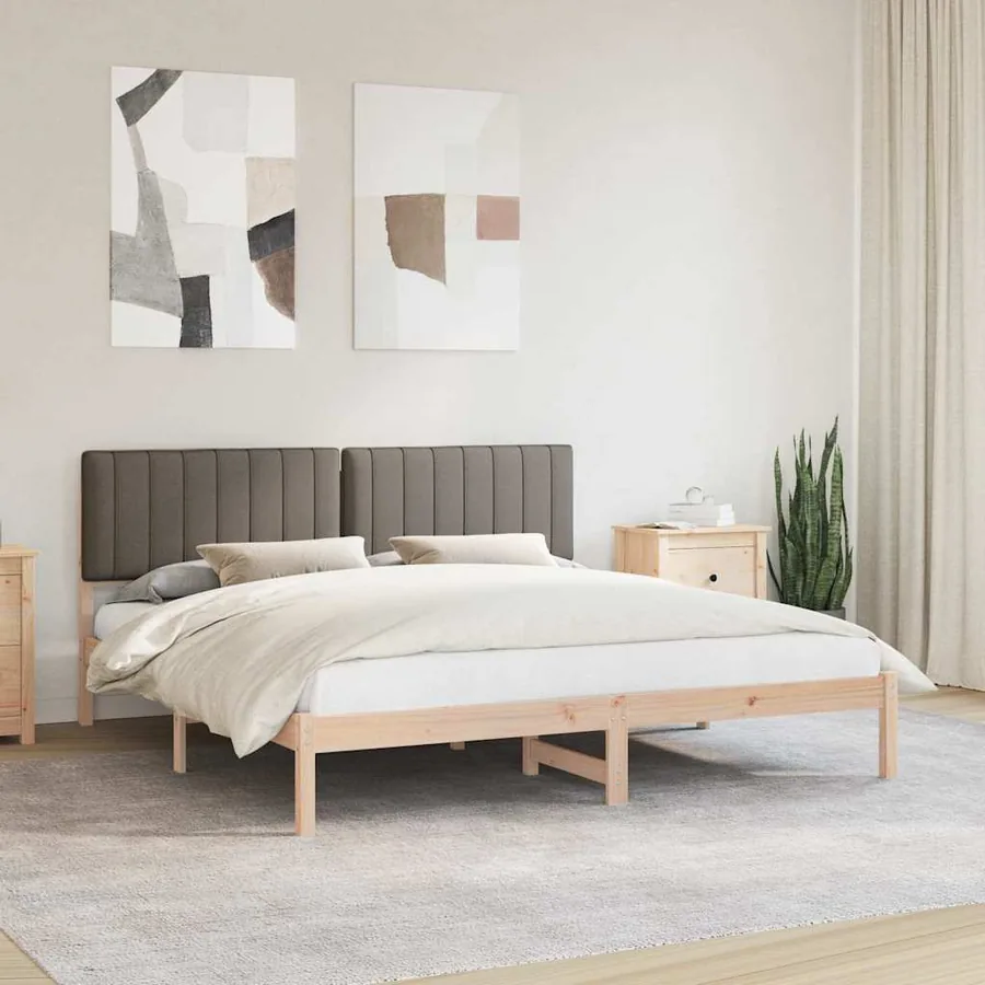 Cadre de lit avec tête de lit rembourrée Taupe 180 x 200 cm