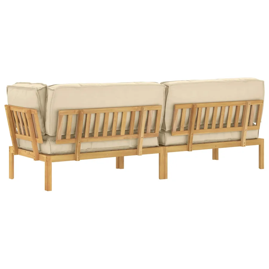 Ensemble de Canapés Uni 3 pcs Beige Bois d'Acacia Massif - 12