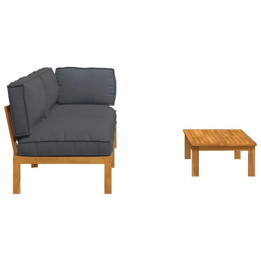 Ensemble de Canapés Uni 3 pcs Anthracite Bois d'Acacia Massif - 11