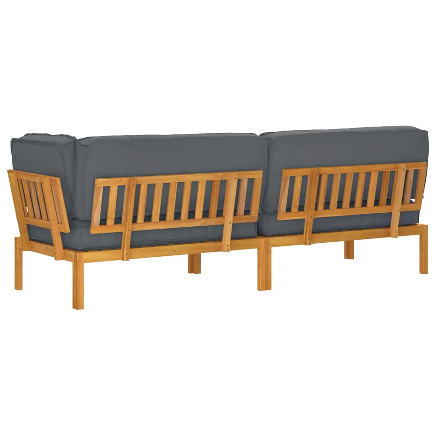 Ensemble de Canapés Uni 3 pcs Anthracite Bois d'Acacia Massif - 12