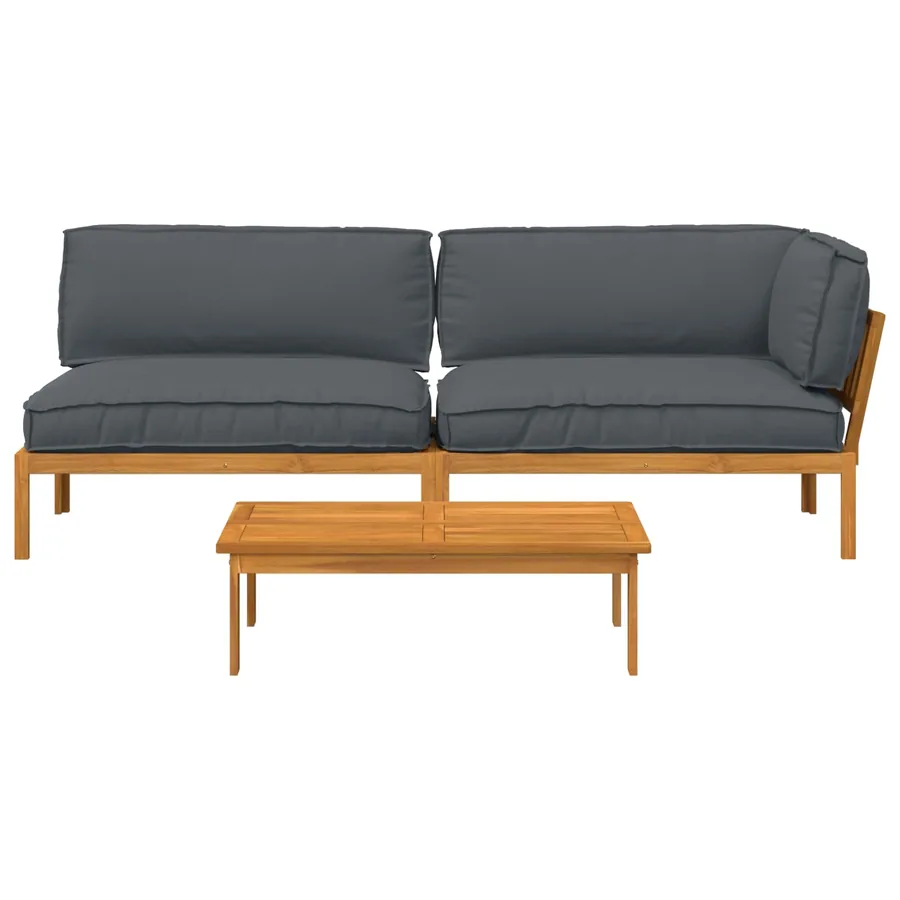 Ensemble de Canapés Uni 3 pcs Anthracite Bois d'Acacia Massif - 8