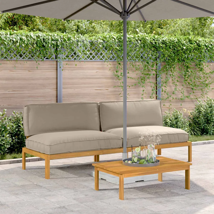 Ensemble de Canapés Taupe 240 x 92 x 69 cm Bois d'Acacia Massif