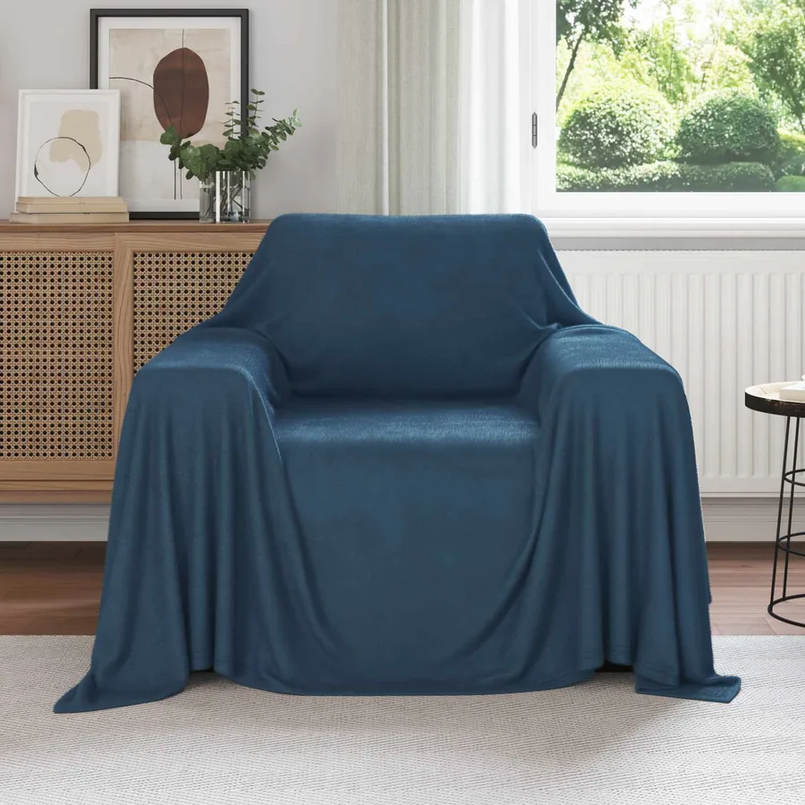 Couvertures à jeter 6 pcs Bleu marine 210 x 140 cm Toison