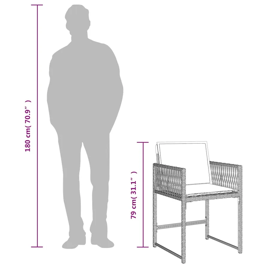 Ensemble à manger de jardin et coussins 9 pcs gris clair rotin - 12