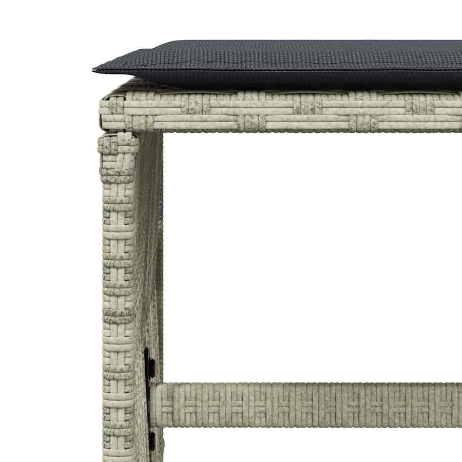 Ensemble à manger de jardin 11pcs avec coussins gris poly rotin - 10