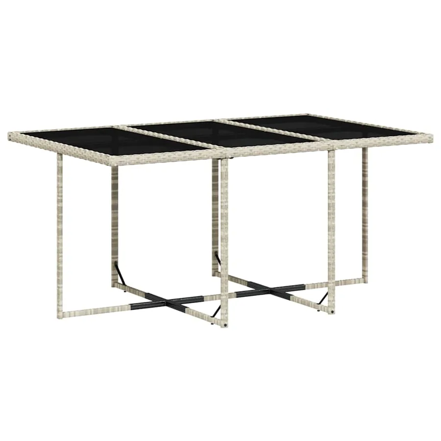 Ensemble à manger de jardin 11pcs avec coussins gris poly rotin - 4