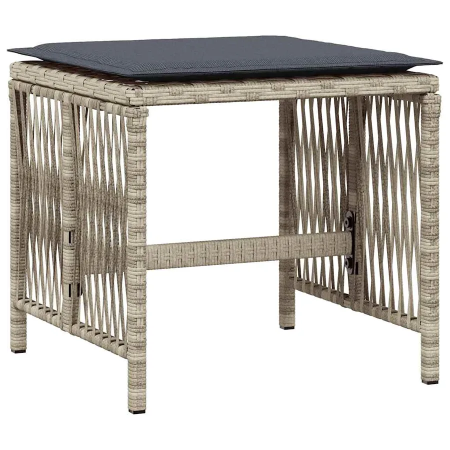 Ensemble à manger de jardin 11pcs avec coussins gris poly rotin - 6