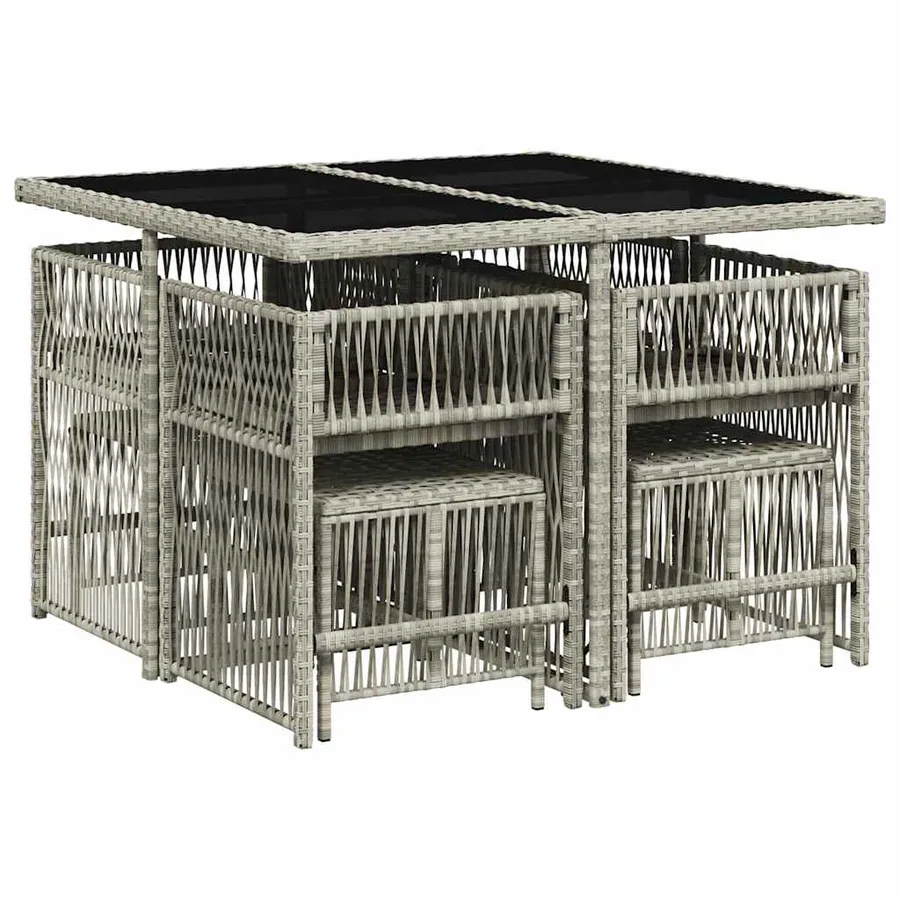 Ensemble à manger de jardin et coussins 9 pcs gris clair rotin - 3