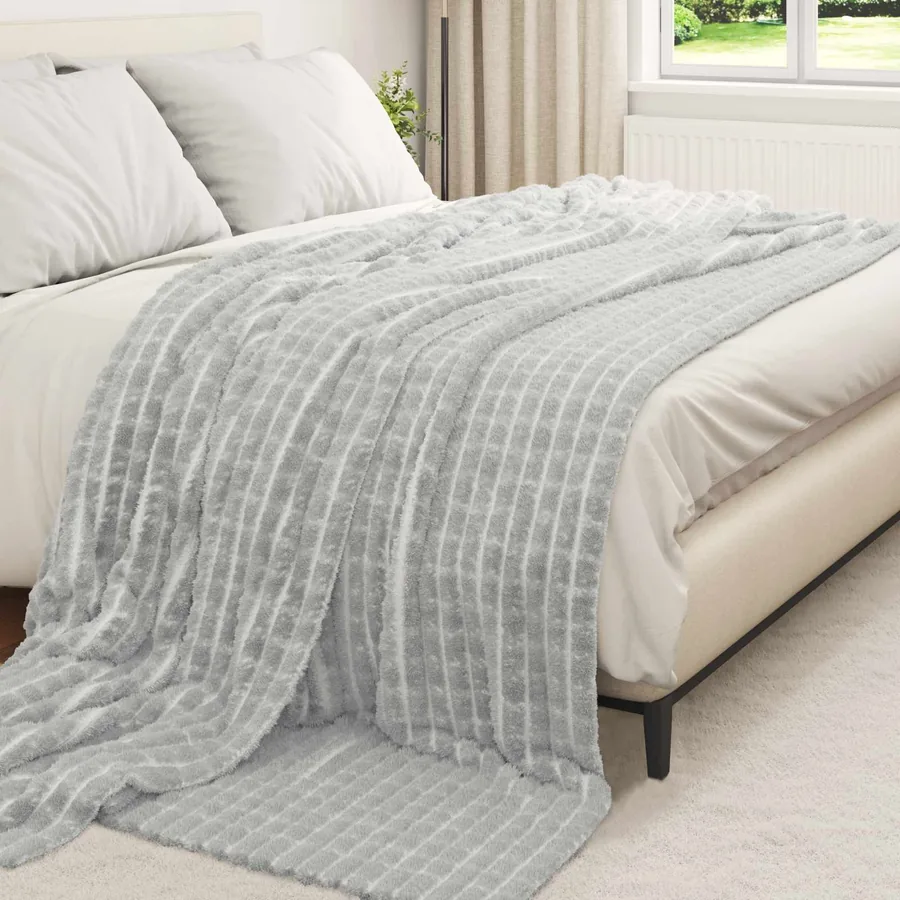 Jeté Gris 240 x 220 cm Toison - 3