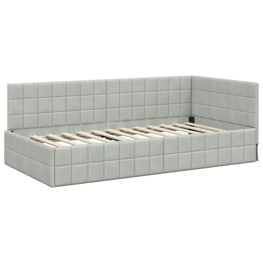 Cadre de lit d'angle avec matelas 2 pcs Gris clair Velours - 6