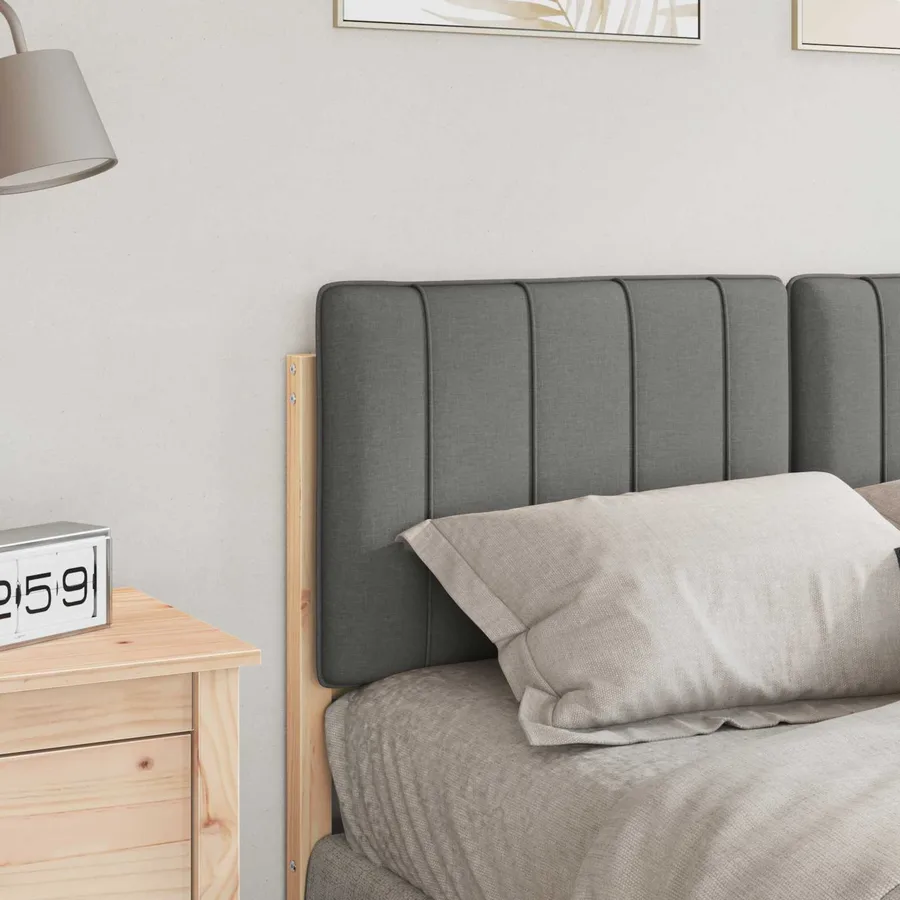 Tête de lit capitonnée Marron et gris clair 120 cm Pin massif - 3