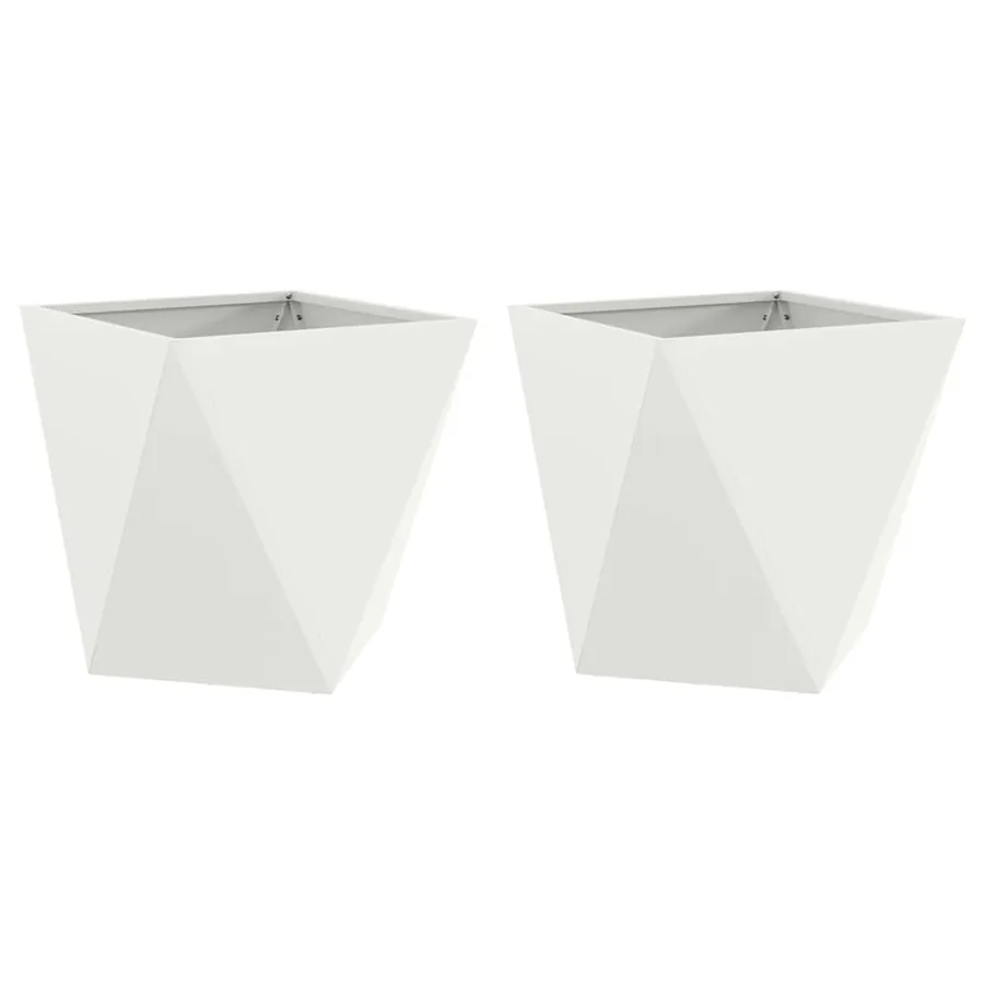 Jardinière 2 pc Blanc 50 x 50 x 50 cm Acier - 2