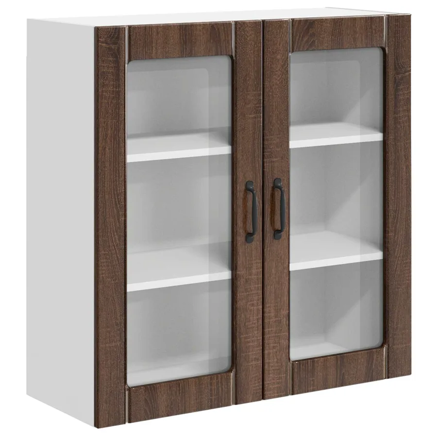 Cabinet en verre mural LUCCA Chêne brun 80 x 31 x 80 cm - 2