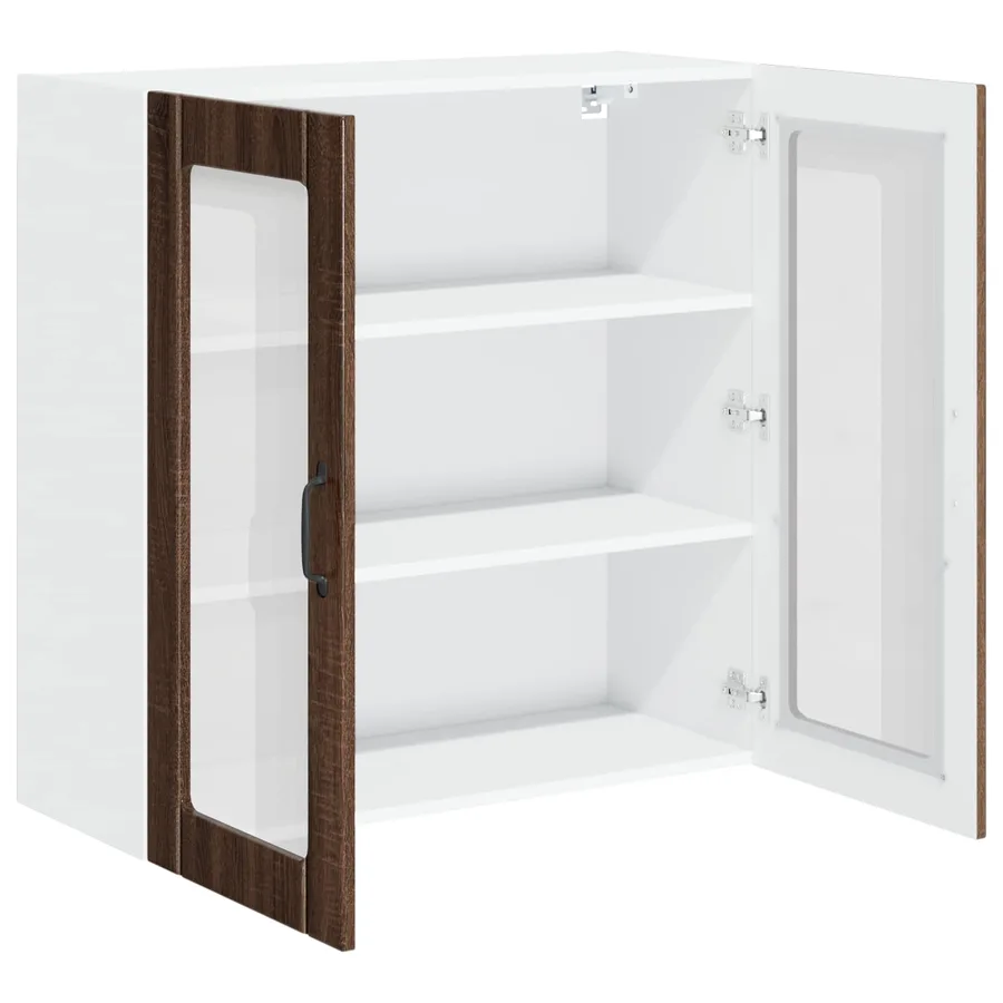 Cabinet en verre mural LUCCA Chêne brun 80 x 31 x 80 cm - 5