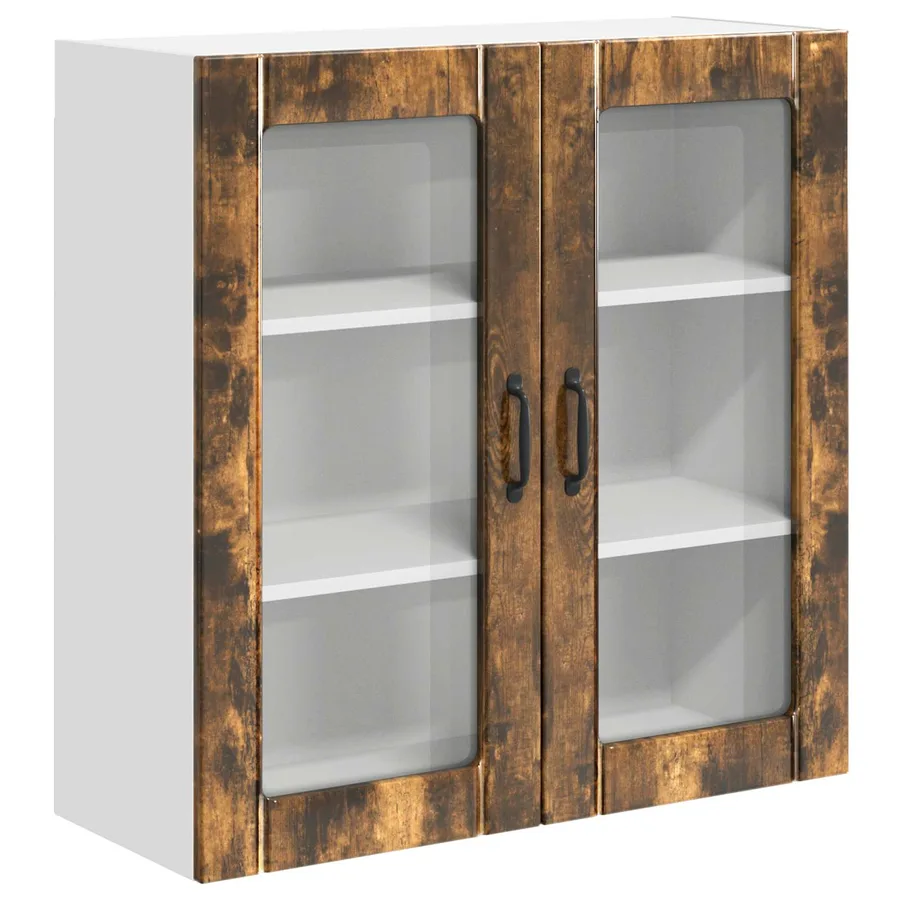 Cabinet en verre mural LUCCA Chêne fumé 80 x 31 x 80 cm - 2