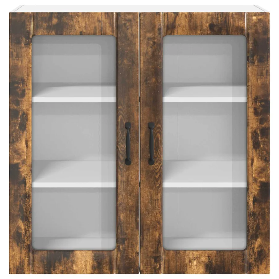 Cabinet en verre mural LUCCA Chêne fumé 80 x 31 x 80 cm - 6