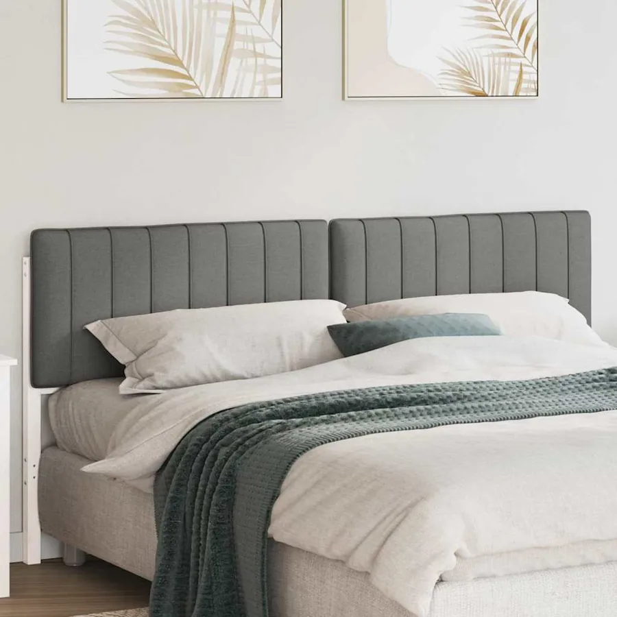 Tête de lit capitonnée Blanc et gris clair 200 cm Pin massif